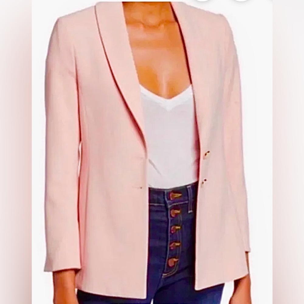 Alice+Olivia Tana Blazer Jacket 2 Button Shawl Lapel Lined in Blush Pink Size 6